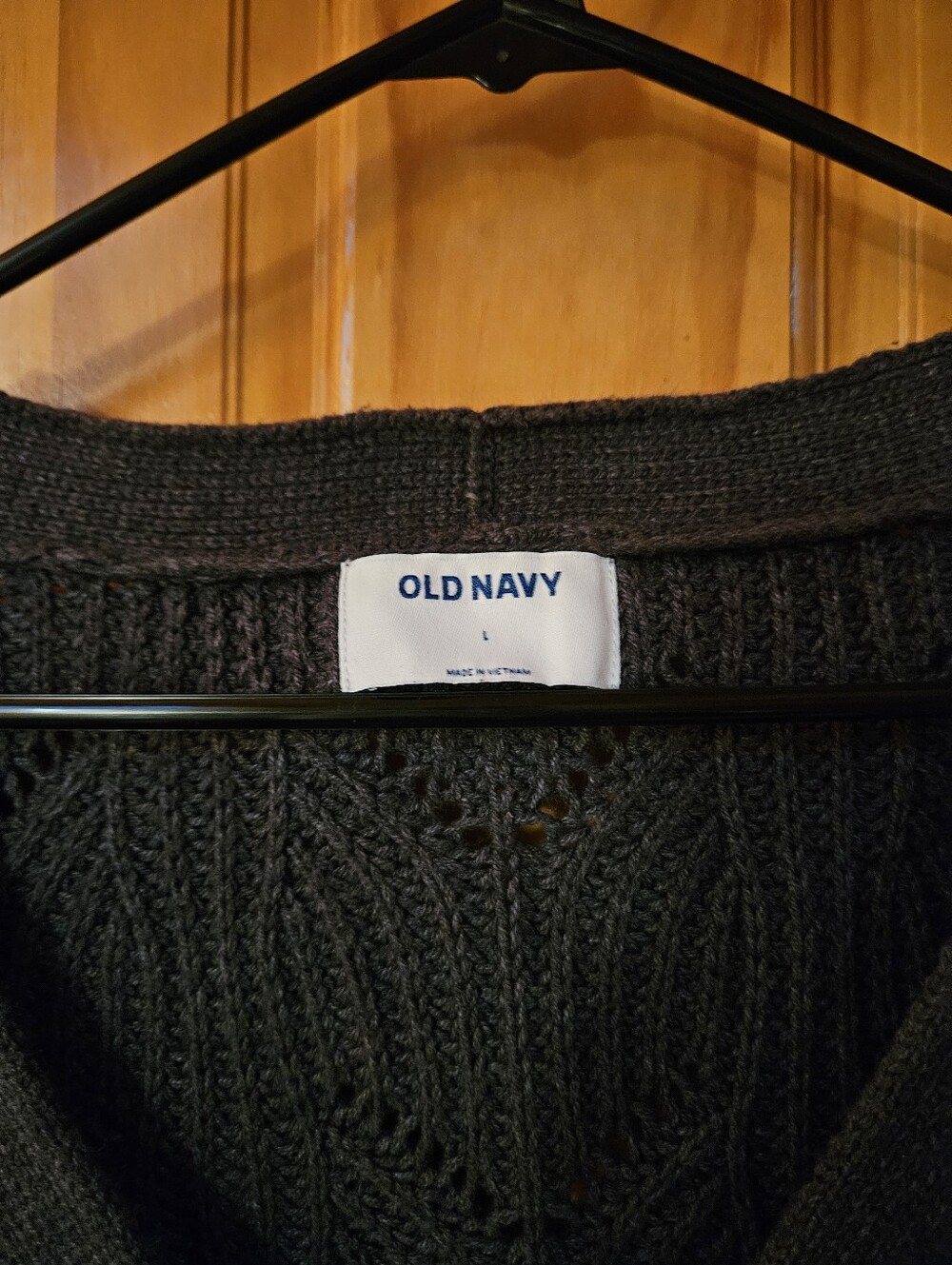 Old Navy Women's Dark Charcoal Cable Knit Button-Front Cardigan - Picture 3 of 5